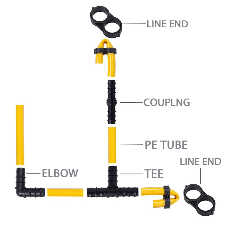 URATOT 40 Pieces Drip Irrigation Fittings Kit 1/2" Tubing Set, 10 Tees, 10 Couplings, 10 Elbows and 10 End Cap Plugs Drip Irrigation Barbed Connectors for Drip Sprinkler Systems - Image 3